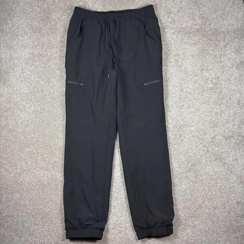 Eddie Bauer Women 8 Black Fleece Lined Cargo Joggers Plaid Lining Outdoor Pants